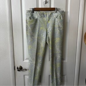 adidas Women's Ankle Cropped Pants in Light Gray with Yellow Accent